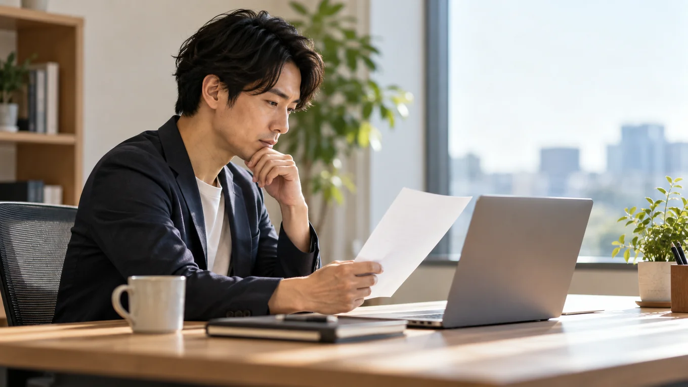 AIに渡す情報と任せる作業を確認する人物のイメージ